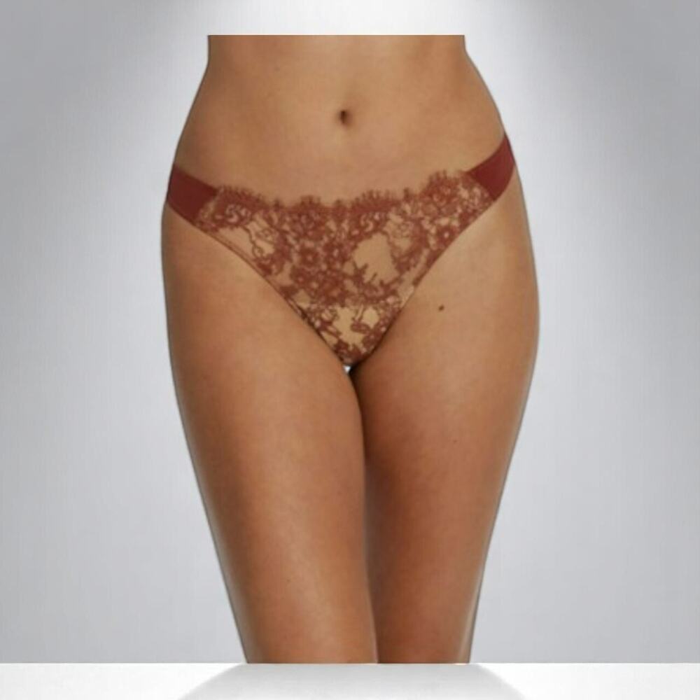 Skarlett Blue Womens Size XL Entice Lace Thong Panty 371143 Clay/Brown NWT